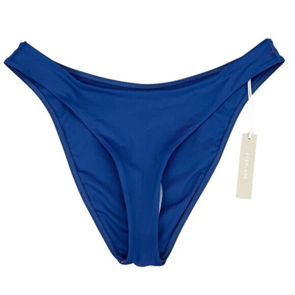 NWT EVERLANE The Thigh-High Bikini Bottom Sz Large Blue Dusk - Picture 2 of 5